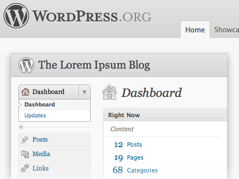 WordPress Admin Screen