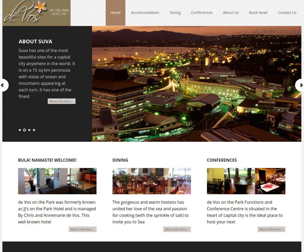 de Vos on the Park was formerly known as JJ's on the Park Hotel